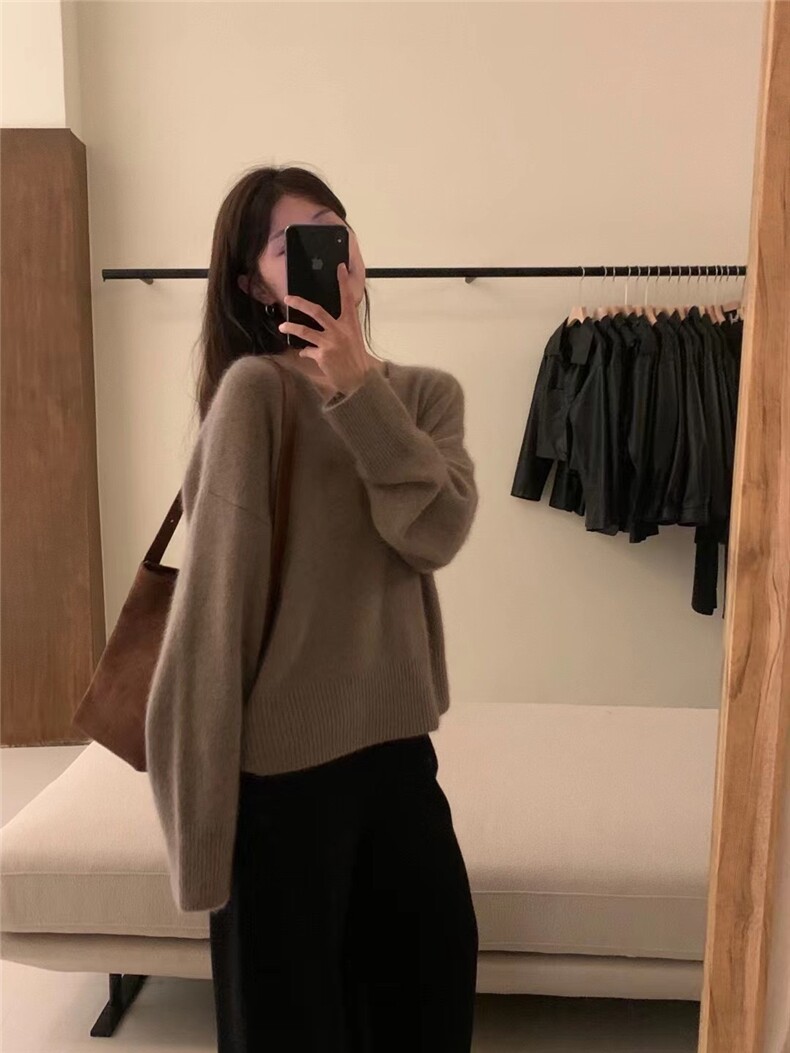 新款女装V领羊毛羊毛衫长袖时尚百搭上衣,女装羊毛衫,恩泰羊绒