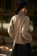 毛衣女新款2024秋冬套头半开拉链宽松慵懒35%羊绒衫，女装羊绒衫，澳霖羊绒