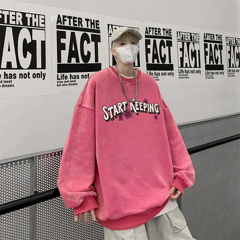 美式潮牌重磅水洗做旧圆领卫衣力推大码男BK5519-P58加绒P66,男装卫衣,星座517A