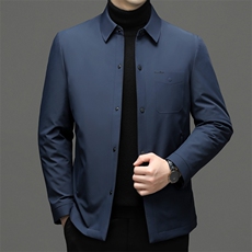 冬季新款男士翻领纯色羽绒服中年商务休闲上衣厚款保暖鹅绒外套，男装羽绒服，电商B212（原钱塘6029）
