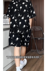 1短袖衬衫男+短裤潮流休闲套装男M-5XL大码TZ78712P50控98模特图，男装牛仔裤，星座226-2