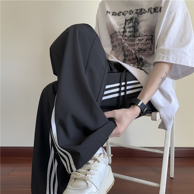 2025夏季新款美式运动条纹宽松冰丝休闲裤B315-K25662-特p35控68图片