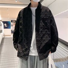 2022韩版秋季发泡印花纯色衬衫男潮流宽松衬衣外套W5254-P38，男装衬衫，星座512-2