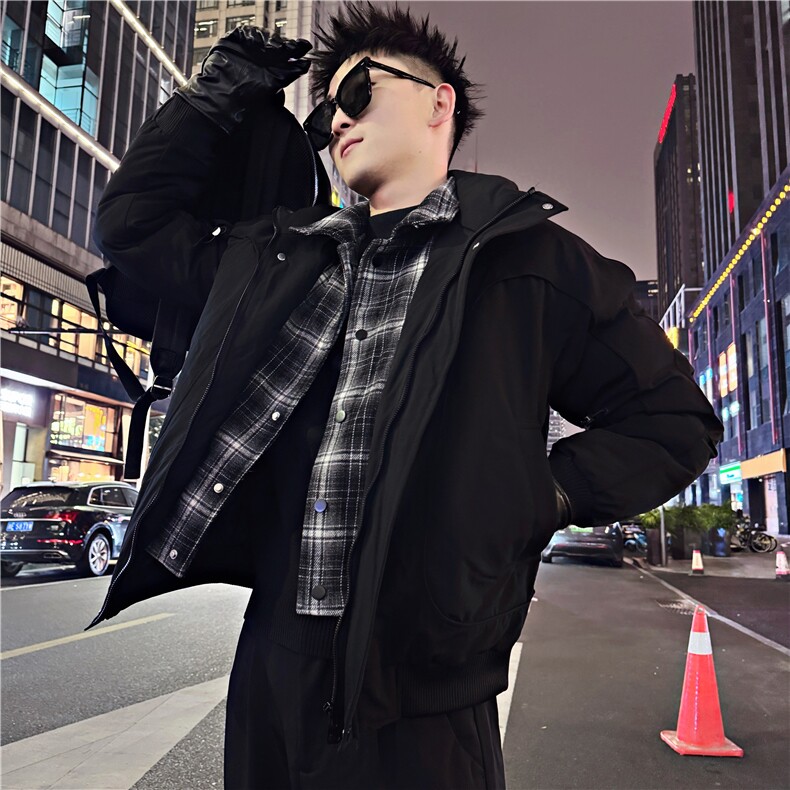 B50/P138控178假两件高级感男士棉衣外套拼接韩版休闲男装袄子首2,男装棉衣,星座305B