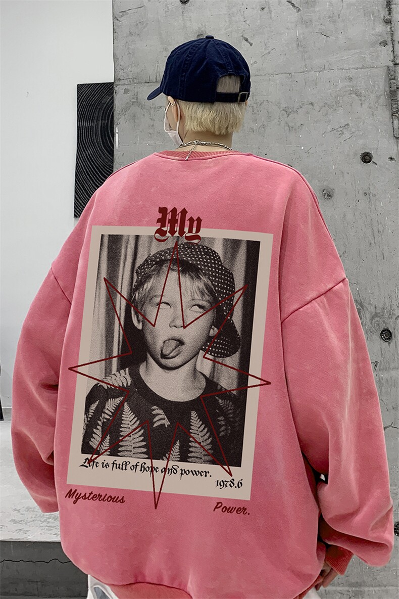 美式潮牌重磅水洗做旧圆领卫衣力推大码男BK5531-P58加绒P66,男装卫衣,星座517A