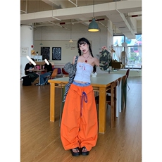 0918很秀甜酷设计感拼接绑带宽松工装裤女辣妹百搭垂感显瘦阔腿裤，男装工装外套，星座1210-1