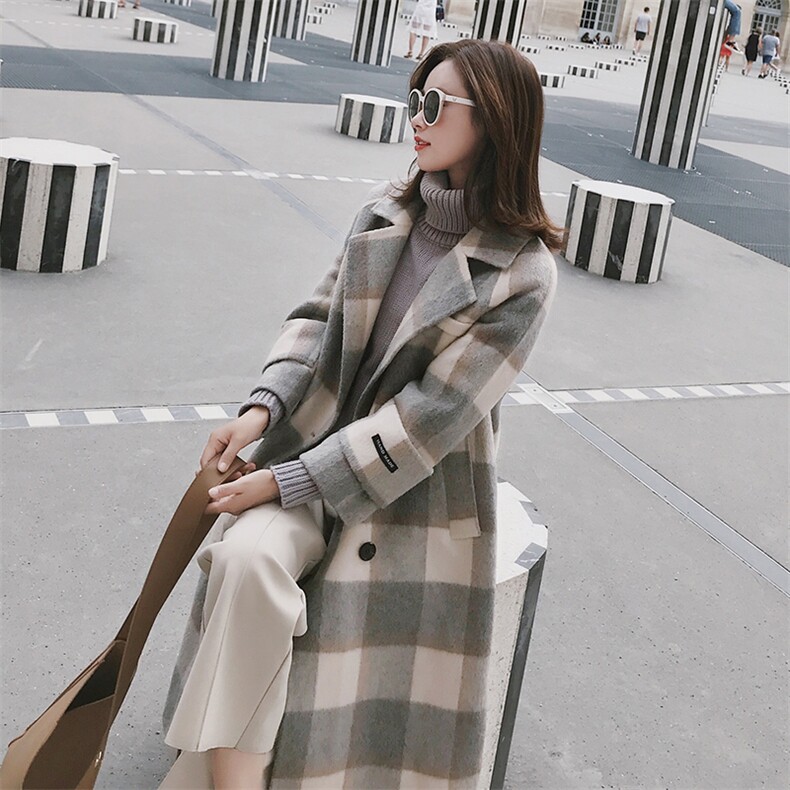 大货已出！主推新款流行格子赫本风呢大衣8505A-9919,女装毛呢外套,依依服饰