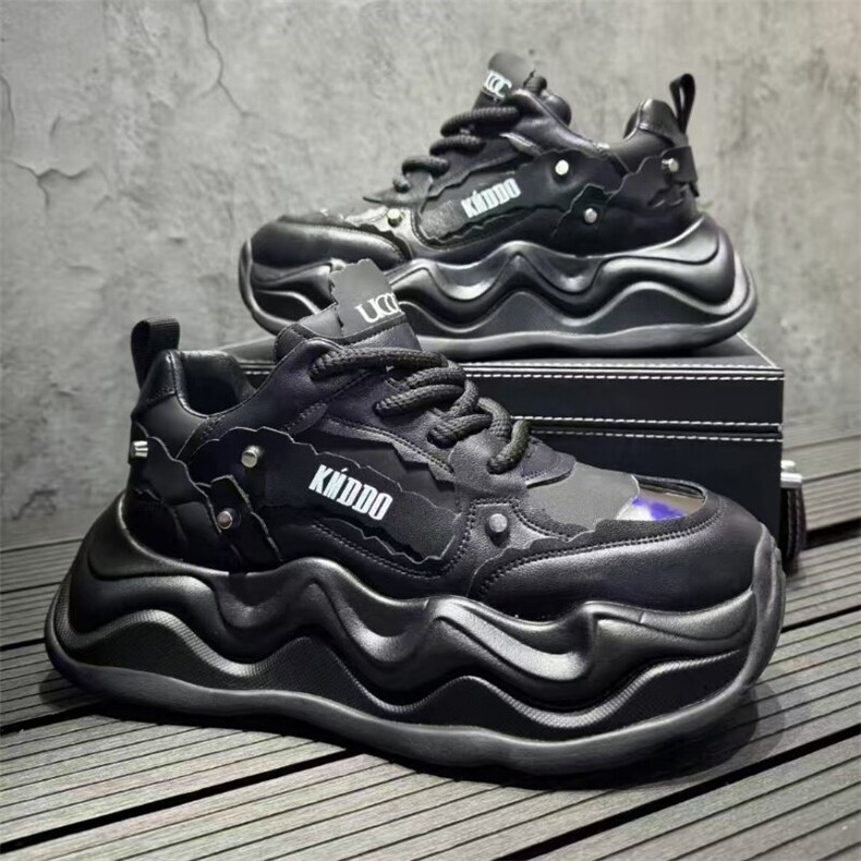 白色高帮鞋男2025春季新款厚底内增高板鞋中帮休闲运动老爹鞋，男鞋靴子，星座1407-6