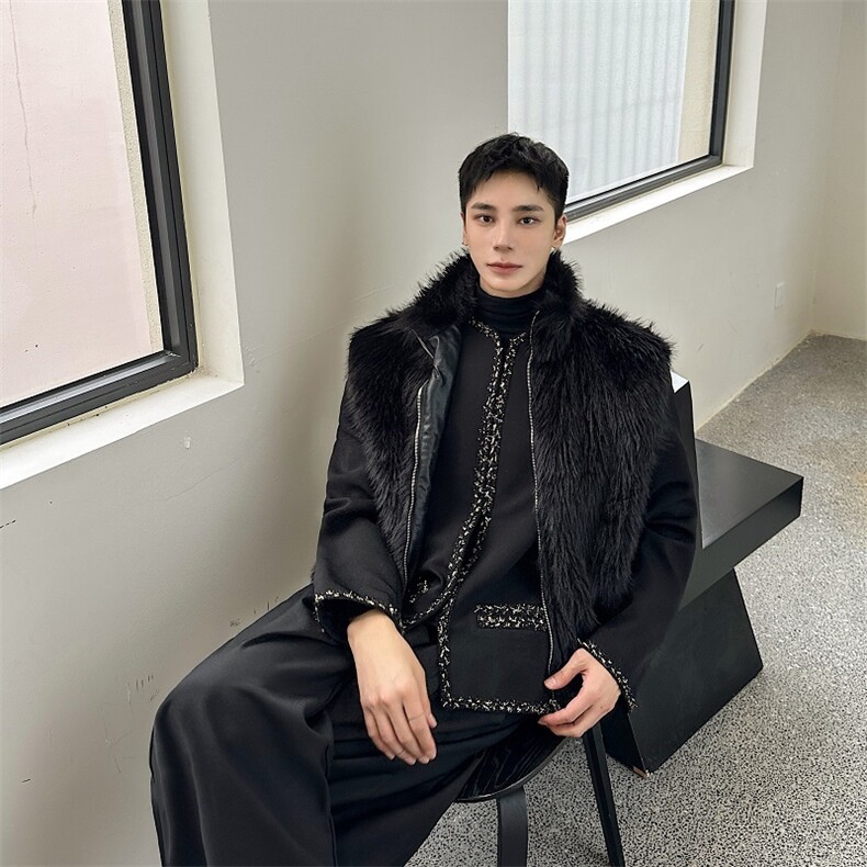 雪貂毛马甲男2025年秋冬季新款时尚马甲外套A345-629-P125，女装短外套，电商A345