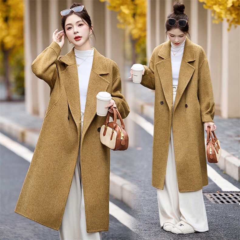 现货定制新款双面羊毛呢手工休闲羊毛呢大衣外套，女装双面呢大衣，琦鑫阁（原依鑫阁）