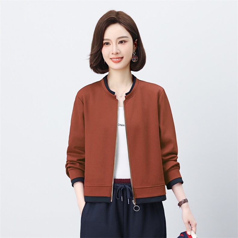 原创设计假两件开衫卫衣小衫2025秋春新款上衣长袖女拼色拼接外套,女装短外套,璐依舞
