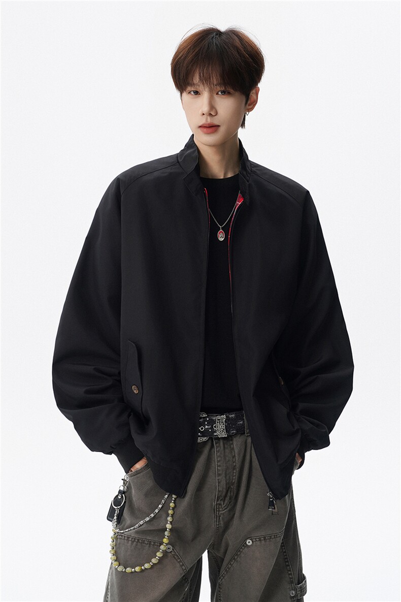 美式复古棒球服外套男春秋季潮牌拉链立领夹克宽松上衣服JK005,男装夹克,电商B312