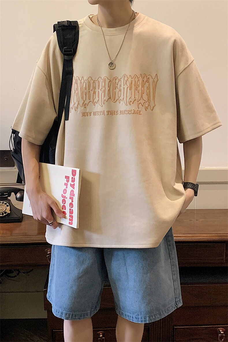 爆高点击2024夏季潮流麂皮绒短袖男T恤X416b-1-DT311-P35限48,男装T恤,星座416B-1