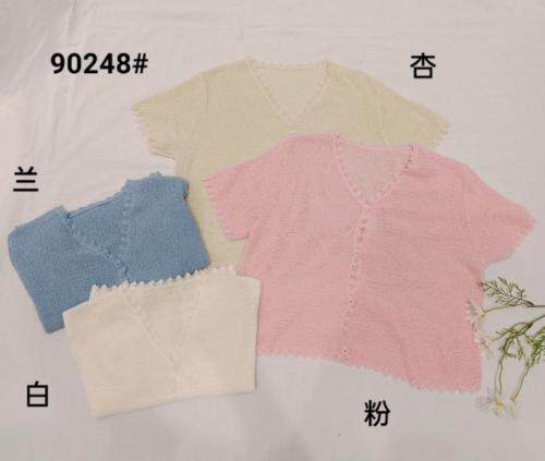 曲珠短袖开衫，女装，千变织造