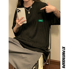 中性风弧形设计短袖T恤男大码情侣男士短袖T恤男DT8765P30控49，男装T恤，星座227-7