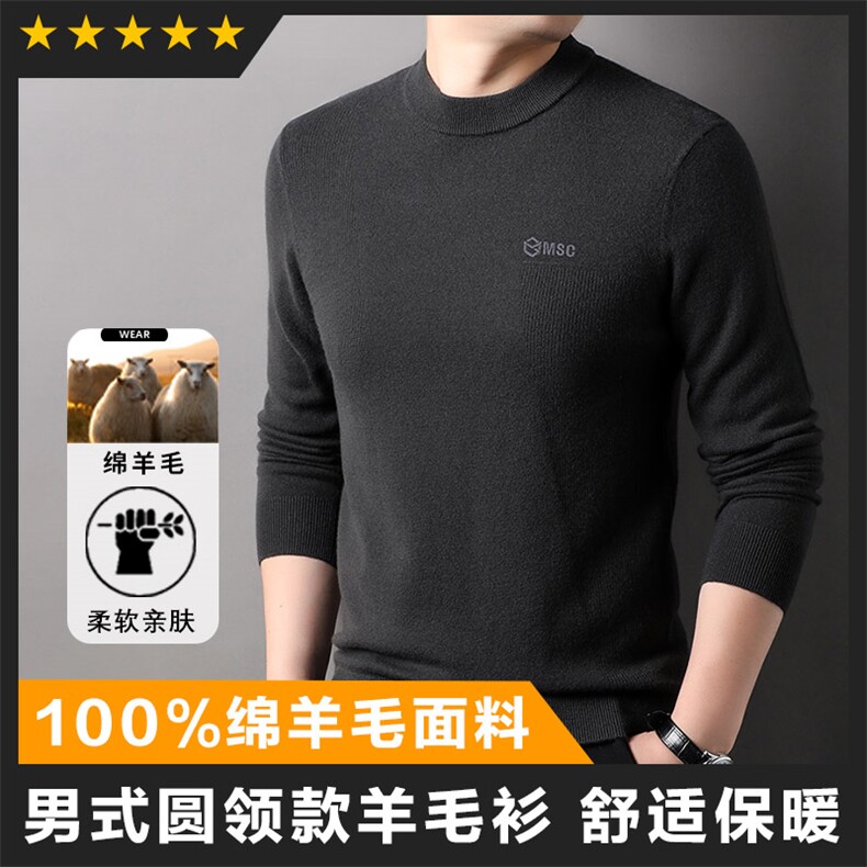 羊毛精品羊毛衫半高领男士毛衣主推基础款图片