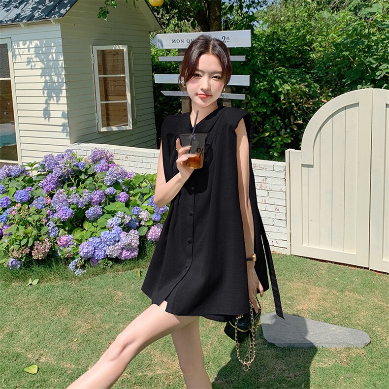 【新品现货】无袖阔肩宽松飘带短裤套装F553-P125-K188,女装套装/套裙,2C255