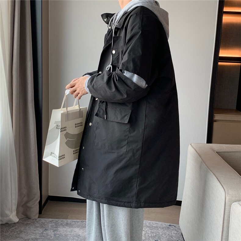 216-BK103-P1352021男女长款棉衣假两件连帽棉衣1控155,男装棉衣,星座716-5（原216-1）