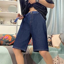 夏季新款宽松百搭直筒阔腿裤港风复古弹力五分牛仔裤男K3381-P34，男装牛仔裤，星座512-2