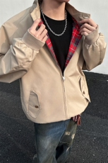 8XL-M美式复古棒球服外套男特大码潮牌双拉链立领夹克衫JK005P85，男装夹克，电商B312