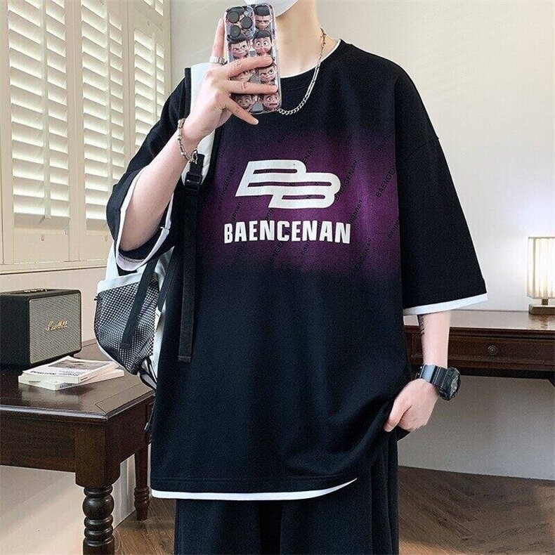 25152-特P40夏季休闲时尚T恤男短袖打底衫青少年潮牌印花T恤,男装T恤,电商D310B