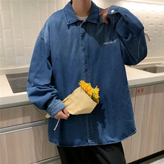 长袖衬衫男港风日系韩版潮流帅气衬衣牛仔外套N7004P55，男装衬衫，星座1116-2