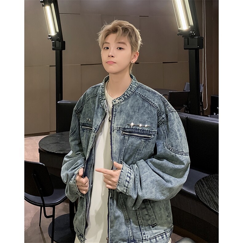 CL9029-P752026秋季新款牛仔外套男春秋拉链潮牌设计感小众夹克，男装工装外套，电商C233