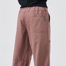 多巴胺砂红色工装休闲裤男2025春夏松紧腰抽绳束脚裤DY5021-P75，男装休闲裤，电商A178-1
