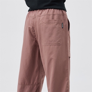 多巴胺砂红色工装休闲裤男2025春夏松紧腰抽绳束脚裤DY5021-P75图片