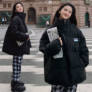 2024年新款加厚宽松羽绒服女冬季小个子短款立领面包服90白鸭绒图片