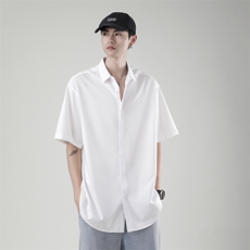 夏季薄款冰丝短袖衬衫男士韩版简约衬衣潮牌宽松休闲上衣C031-P30，男装衬衫，星座308B-1