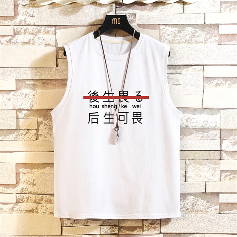 BX25028-P20 港风运动汗背心男大码汗衫男无袖T恤男 砖墙挂拍图片