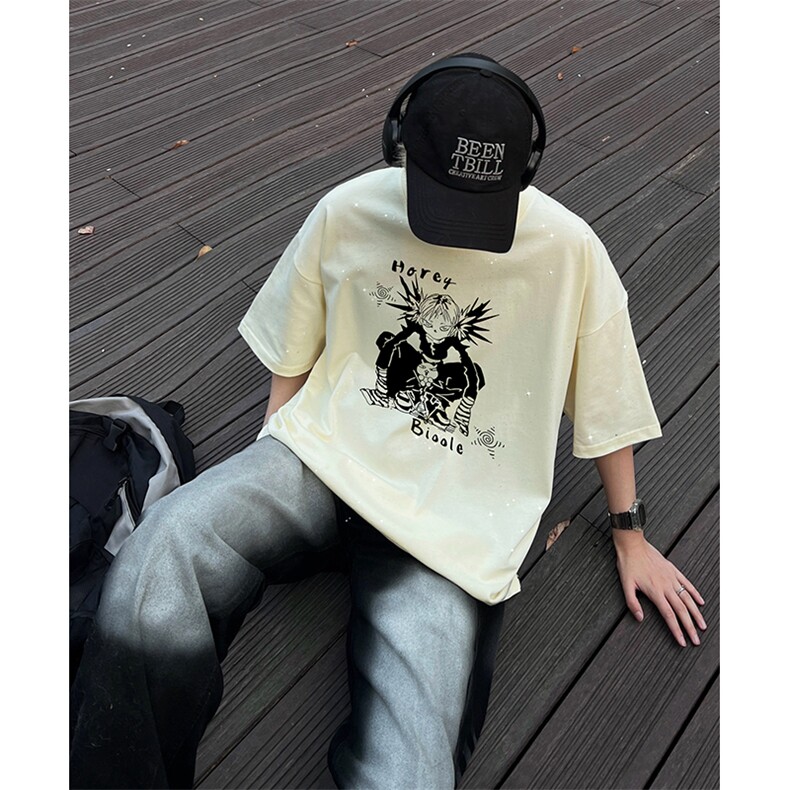 量大优供抖音视频支持得物配合二开美式满天星亮片短袖T恤MTX396,男装T恤,电商A486