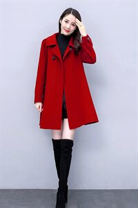 小个子毛呢外套女春秋2024年新款韩版时尚宽松显瘦中长款呢子大衣图片