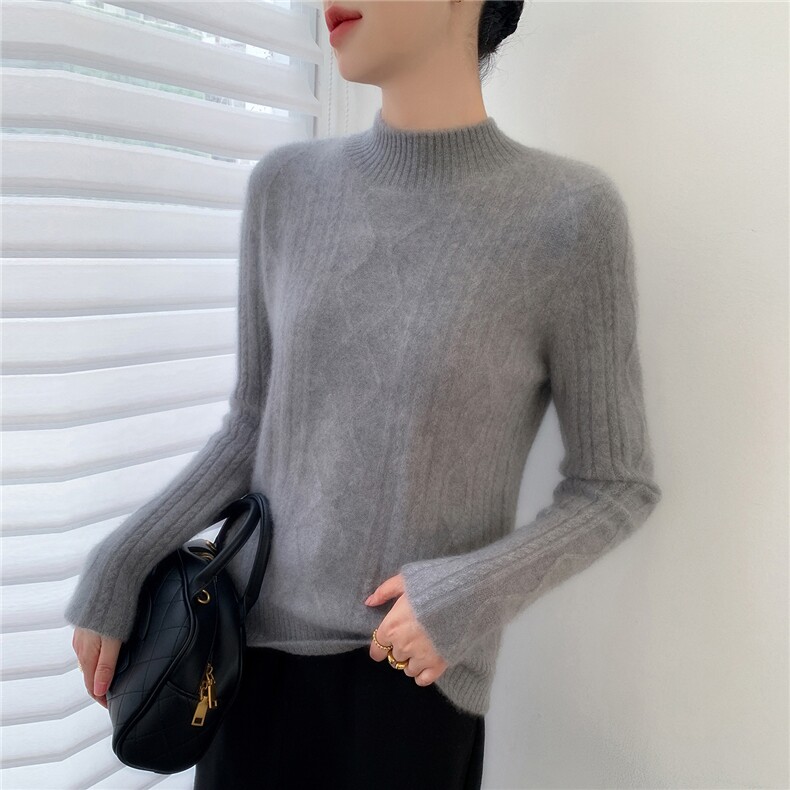 2025年秋季新款百搭女士7针重工加厚扭花,女装羊绒衫,百越羊绒