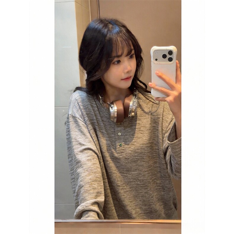 宽松慵懒垂感内搭打底衫复古美式风肌理感上衣HY901TP38控68,男装T恤,电商A102B
