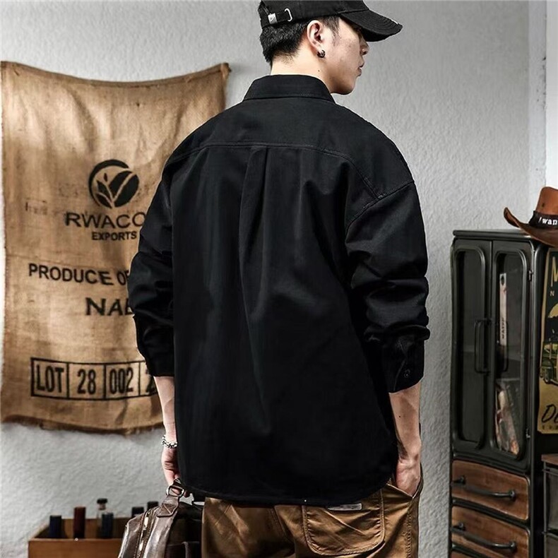 潮牌简约休闲男士翻领工装长袖春秋季新品时尚工装衬衫上衣,男装衬衫,星座410-6（原星座1304-1）