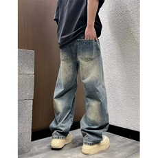 港风潮男春秋字母牛仔裤嘻哈ins潮高街潮流痞帅长裤NKB824，男装牛仔裤，星座1116A（原606A-3）