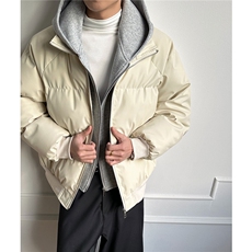 PU皮假两件连帽宽松棉衣男女保暖短款潮流冬季加厚棉服D513特P105，男装棉衣，电商A335-1（原A458）
