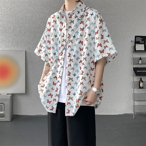 8XL-M花衬衫男短袖夏季薄款冰丝半袖宽松大码休闲外套DC28008P38图片