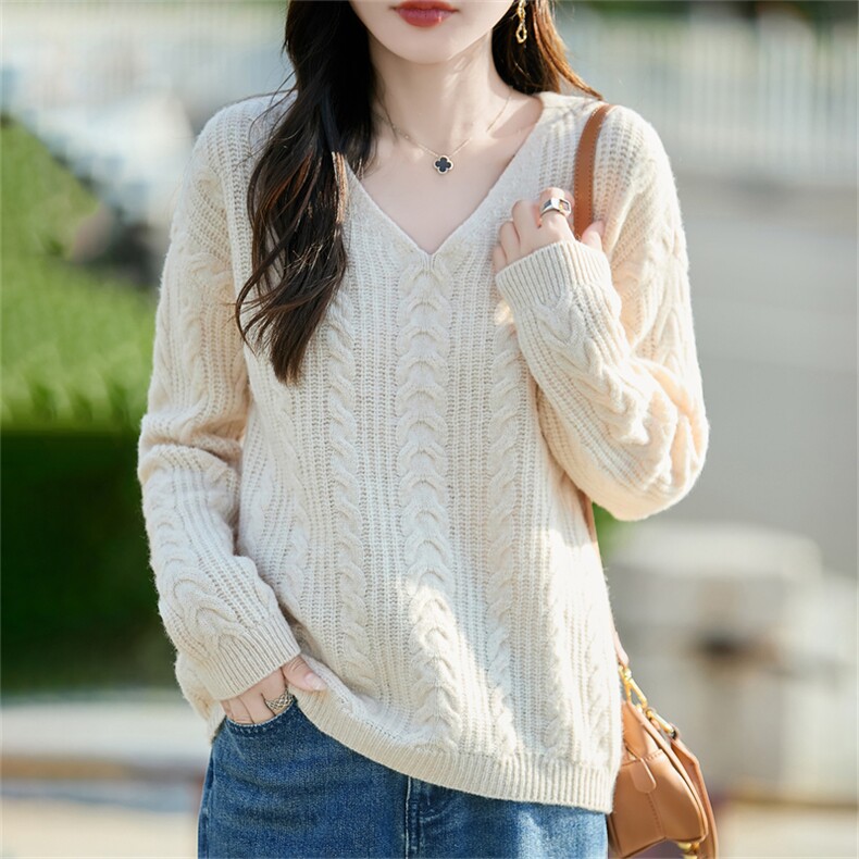 2025百搭时尚简约v领套头衫，女装羊毛衫，哲奥羊绒