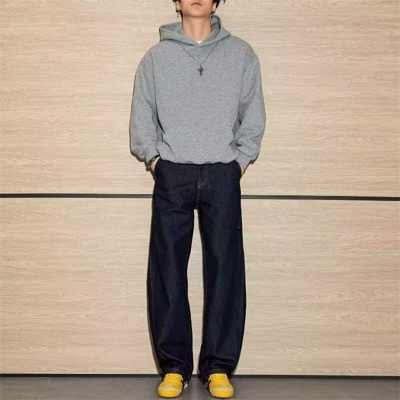 1506/QB1090/P50高街解构垂感新款牛仔裤男士复古水洗弯刀裤子,男装牛仔裤,星座1506