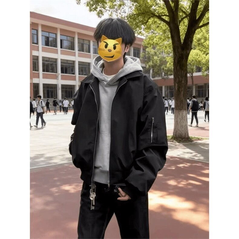 现货秋冬季美拉德立领飞行立领夹克boxy棉衣美式高街加厚加棉外套,男装夹克,电商A443