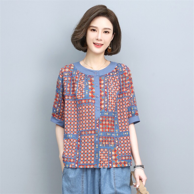 2025夏季新款时尚宽松棉质短袖T恤女,女装T恤,依恋蒂丝