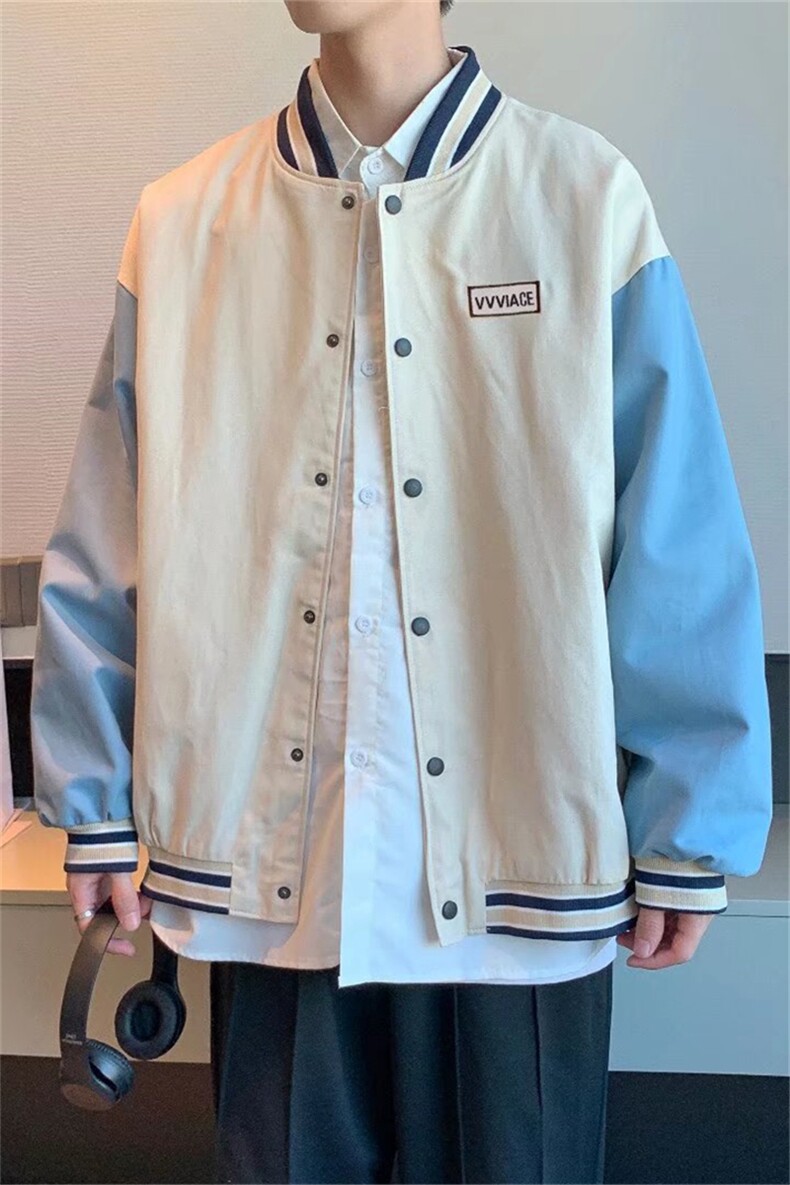 撞色拼接棒球服秋季潮牌宽松ins运动夹克休闲百搭外套W1877-P42,男装夹克,星座512-2
