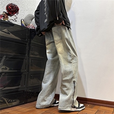 k1068-p55-控78M-5XL现货拉链宽松牛仔裤港风高阶黑暗牛仔，男装牛仔裤，星座116