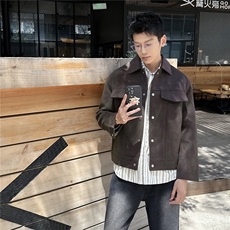 双拉链毛呢夹克外套秋冬短款呢子大衣宽松妮子风A236-JK608-P145，男装毛呢大衣，电商A236