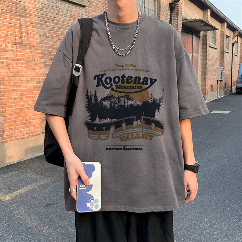 夏季新款棉港风宽松圆领230克纯棉短袖T恤-T732-P20,男装T恤,星座310B