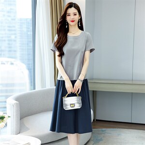 棉麻两件套连衣裙女夏2023年新款女装小个子时尚休闲洋气套装裙子图片
