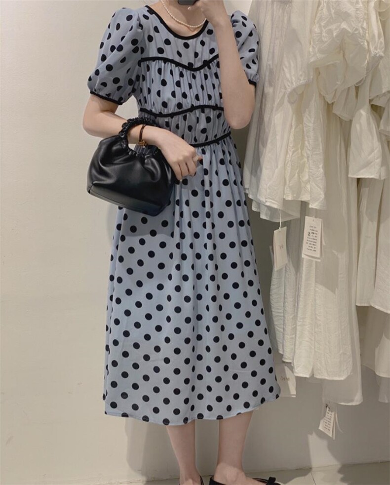 波点收腰裙，其它，驿谷